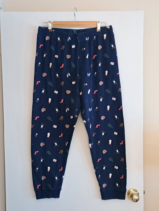 ROOTS Holiday Pajama Pants, navy, sz L - Picture 4 of 7